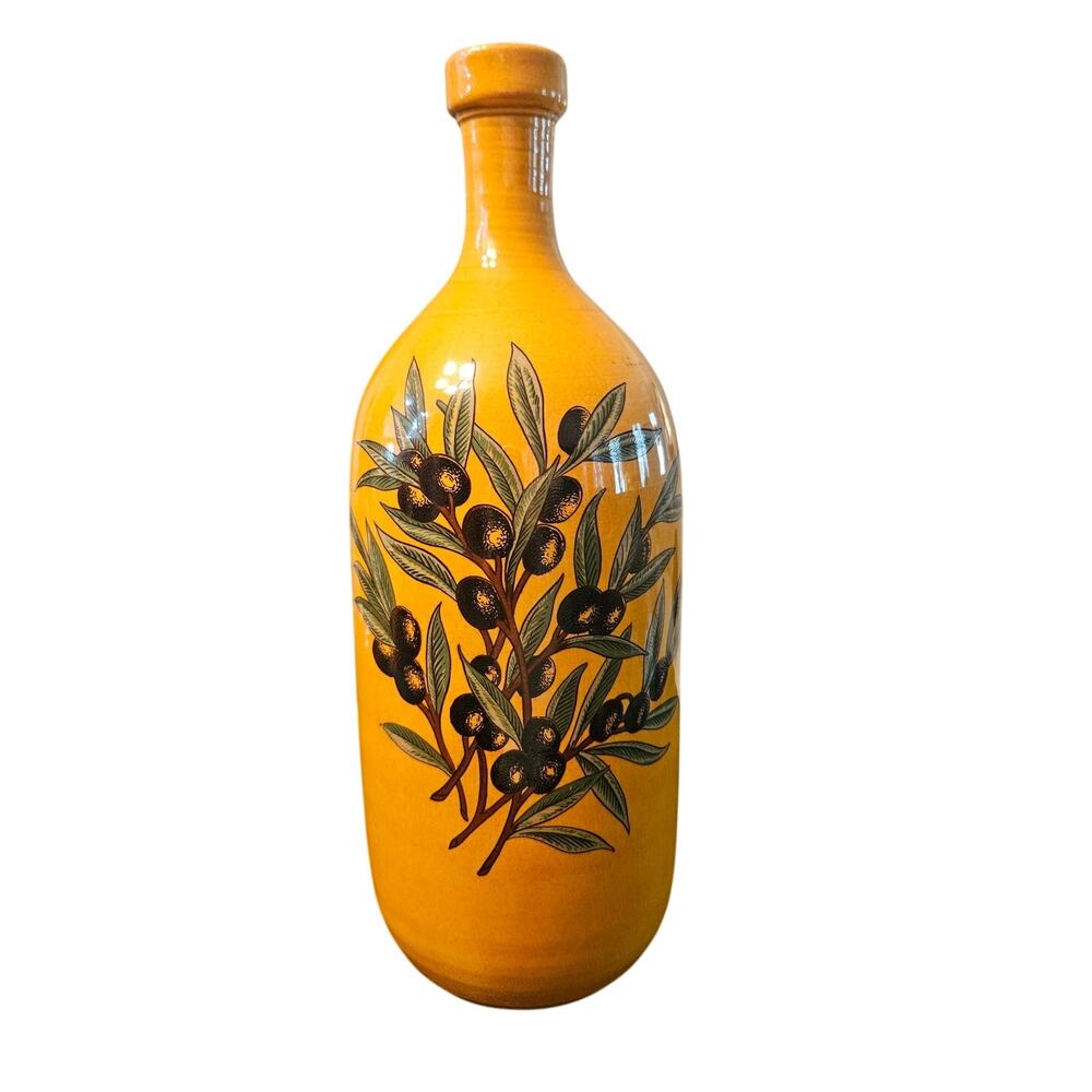 Vintage LAtelier de France Ceramic Olive Oil Bottle Tradition Provencale 10.25